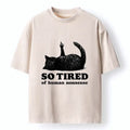 Kyoto-Lion Funny Meme Tired Black Cat Vibe Washed T-Shirt