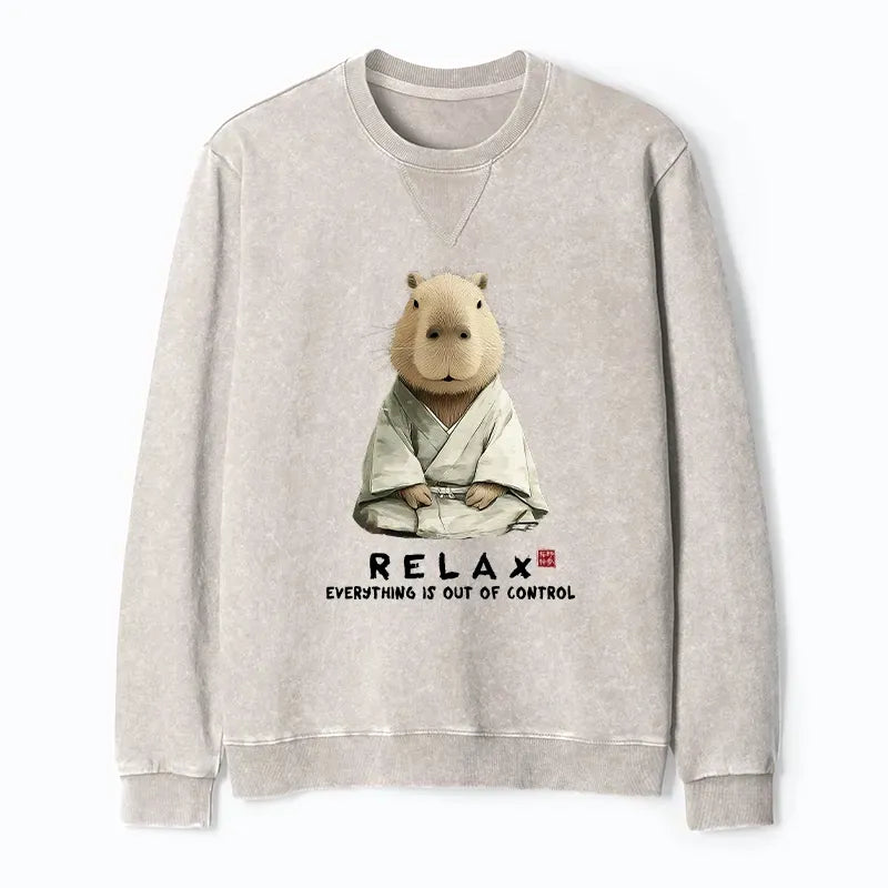 Kyoto-Lion Zen Capybara Sweatshirt for Weekend