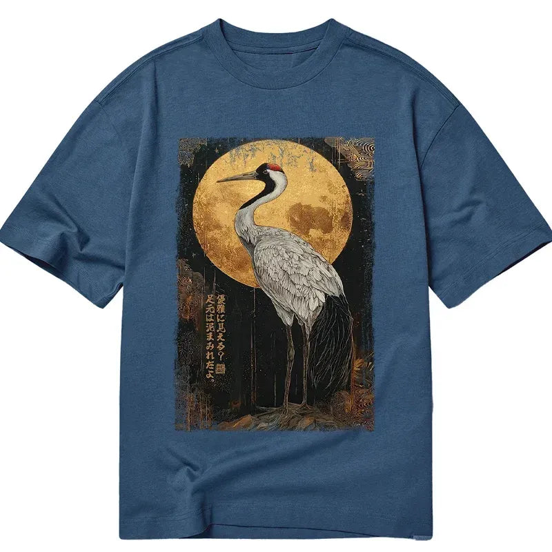 Japanese Woodblock Print Crane T-Shirt