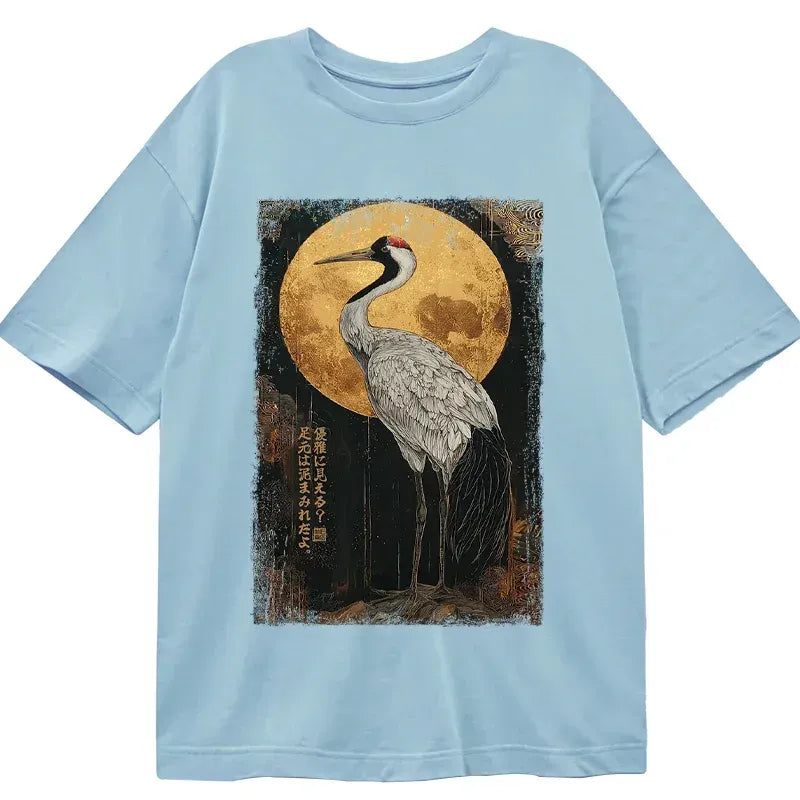Japanese Woodblock Print Crane T-Shirt