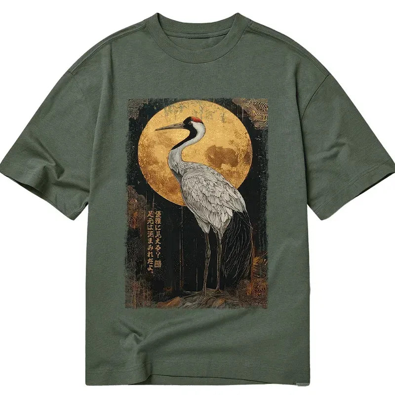 Japanese Woodblock Print Crane T-Shirt