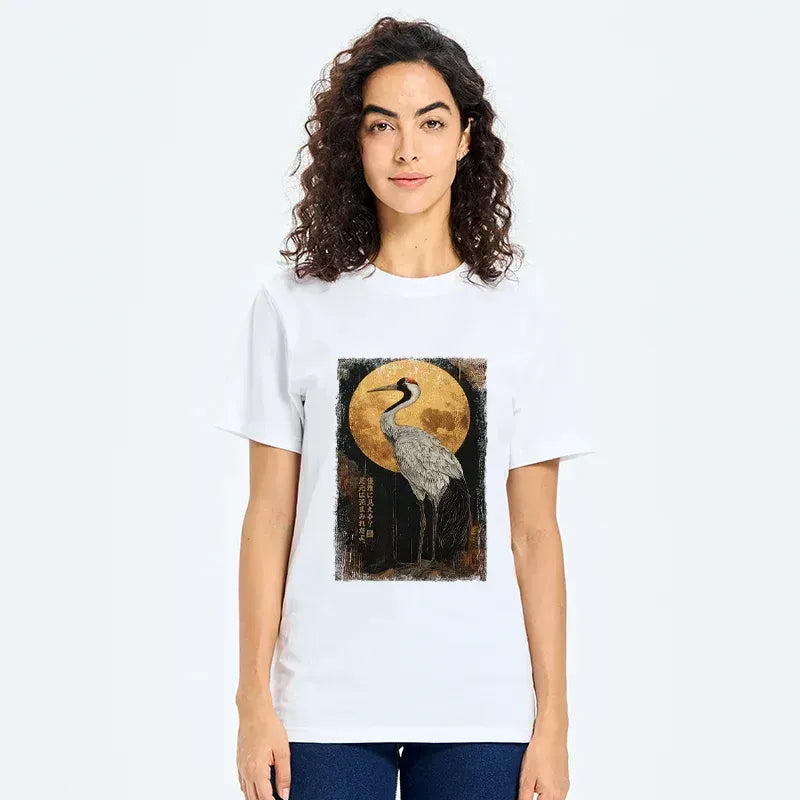 Japanese Woodblock Print Crane T-Shirt