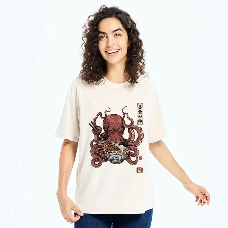 Washed Octopus T-Shirt Free Shipping