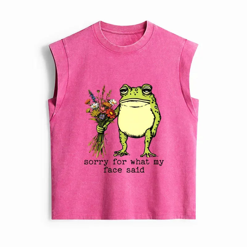 Retro Japanese Frog Tank Top Casual
