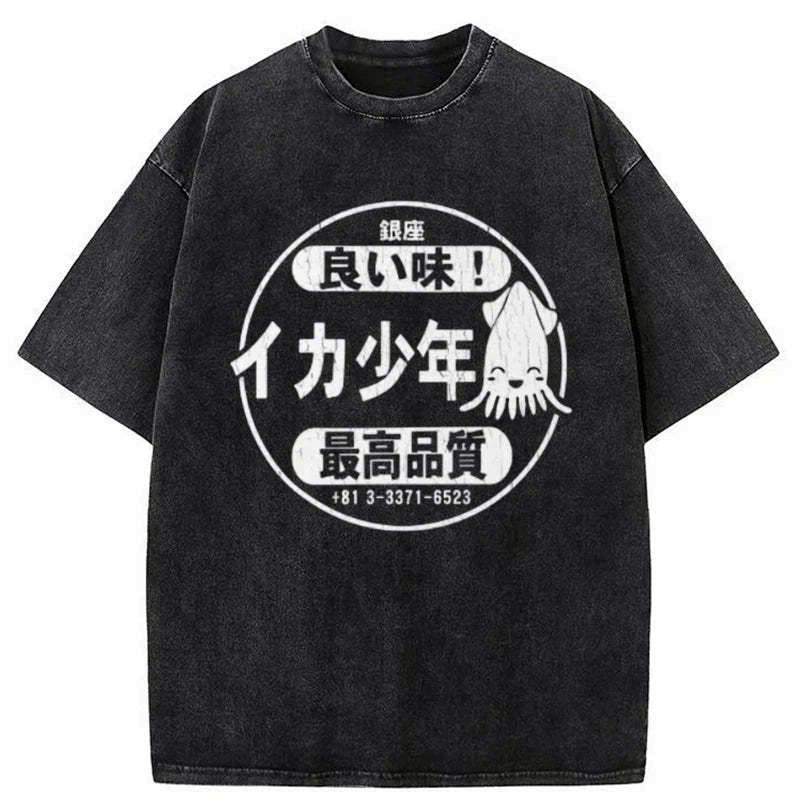 japanese washed unisex t-shirt streetwear