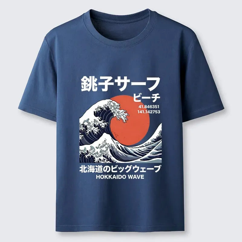 Japanese Wave Poster T-Shirt for Casual