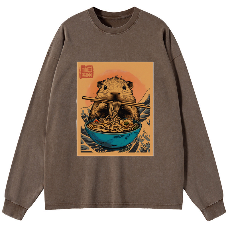 trendy japanese opossum ramen long sleeve tee