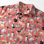 Japanese Cat Button-up Shirt for Casual