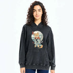 Kyoto-Lion Samurai Shiba Dog Japanese Washed Hoodie
