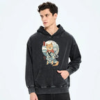 Japanese Samurai Shiba Dog Washed Hoodie