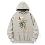 Japanese Samurai Shiba Dog Washed Hoodie
