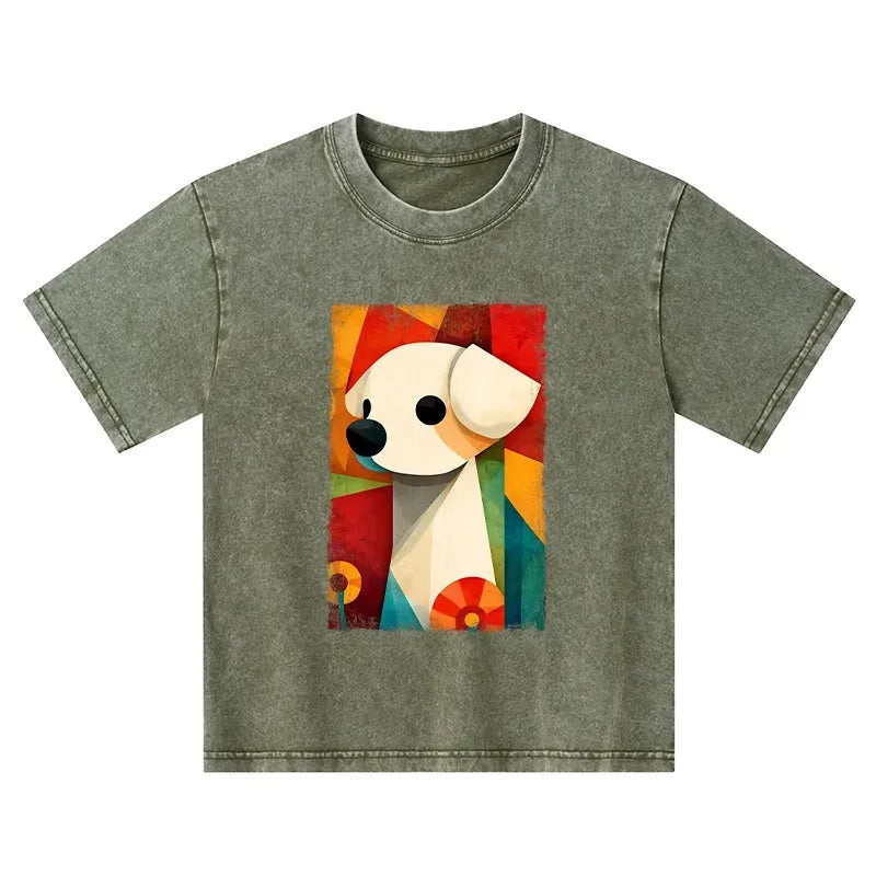 Japanese Retro Puppy Art Kids T-Shirt
