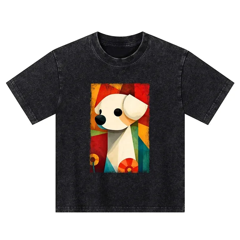 Japanese Retro Puppy Art Kids T-Shirt