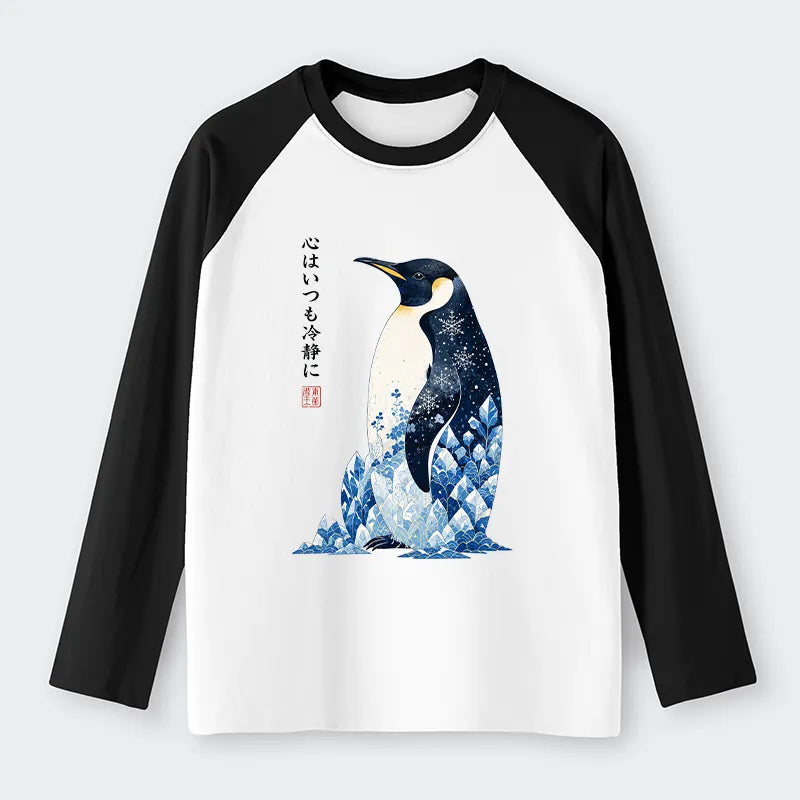 Kyoto-Lion Keep Calm Penguin Raglan Long Sleeve T-shirt