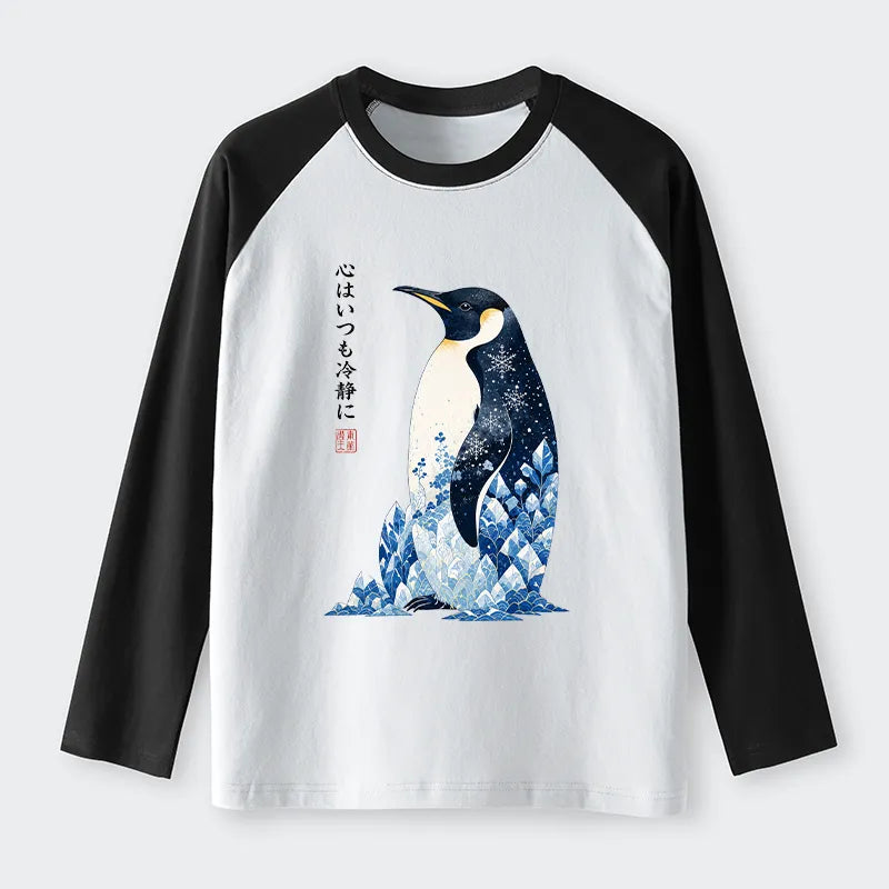 Kyoto-Lion Keep Calm Penguin Raglan Long Sleeve T-shirt