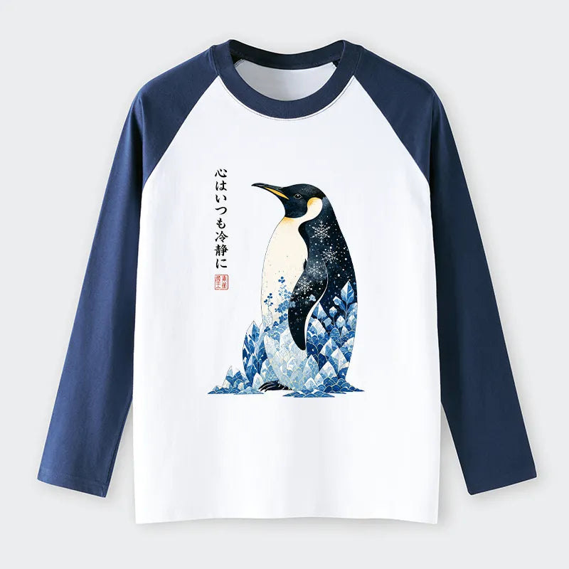 Kyoto-Lion Keep Calm Penguin Raglan Long Sleeve T-shirt