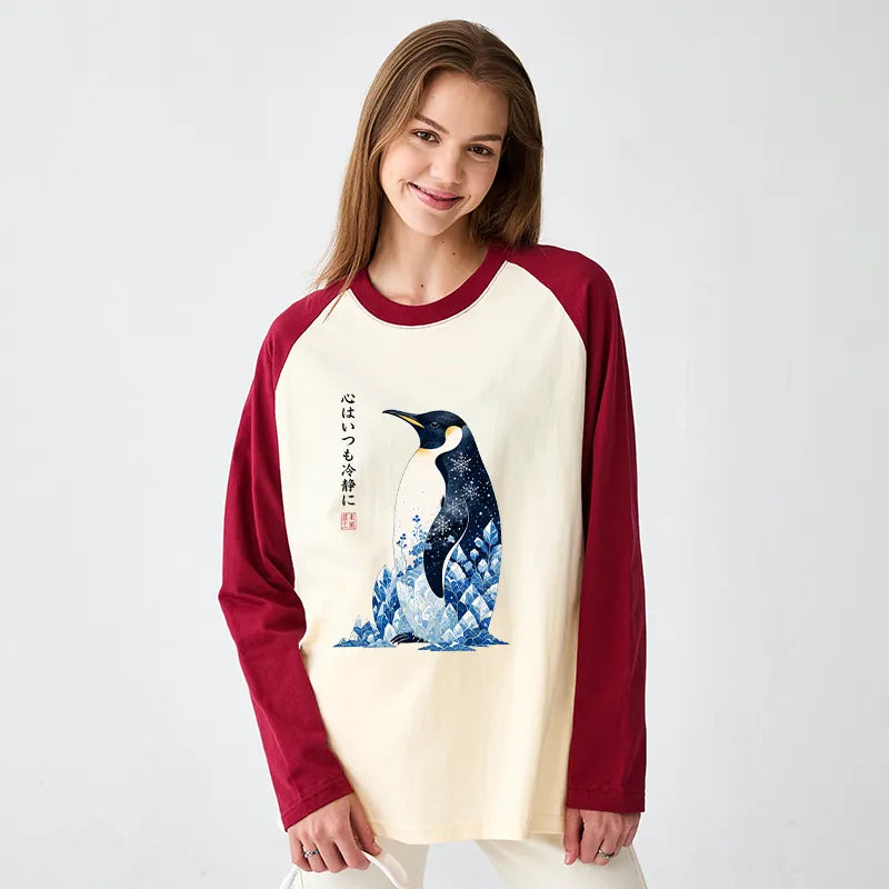 Kyoto-Lion Keep Calm Penguin Raglan Long Sleeve T-shirt