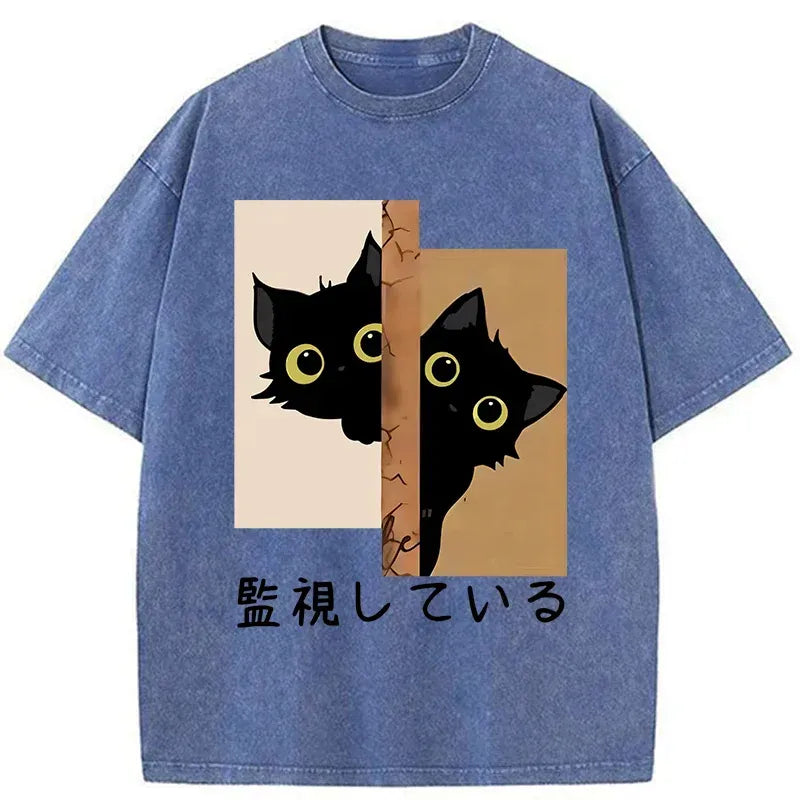 Trendy Japanese Cat T-Shirt for Summer