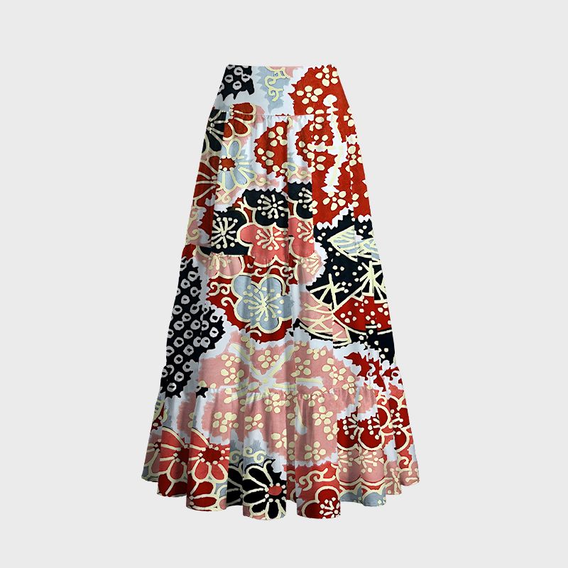 Kyoto-Lion Floral Symphony Maxi Skirt