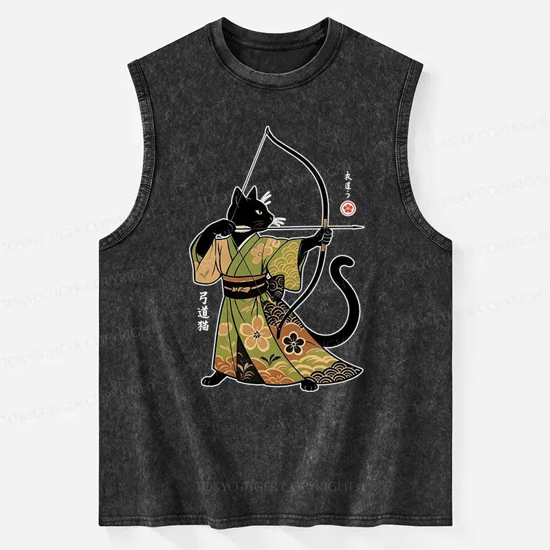 Vintage Kyoto Cat Archery Washed Tank on Sale