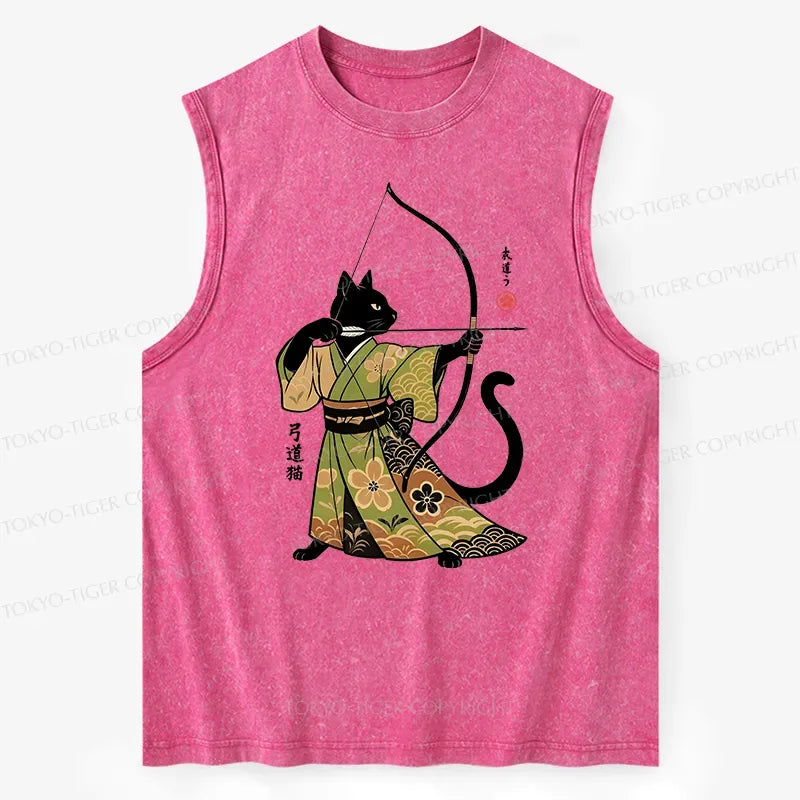 Kyoto-Lion Japan Cat Archery Washed Tank