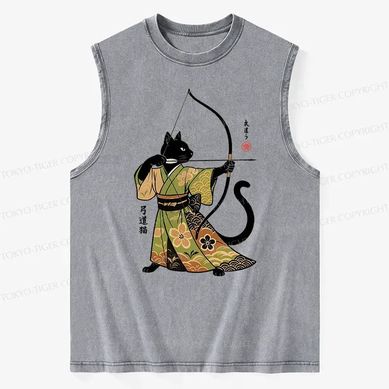 Kyoto-Lion Japan Cat Archery Washed Tank