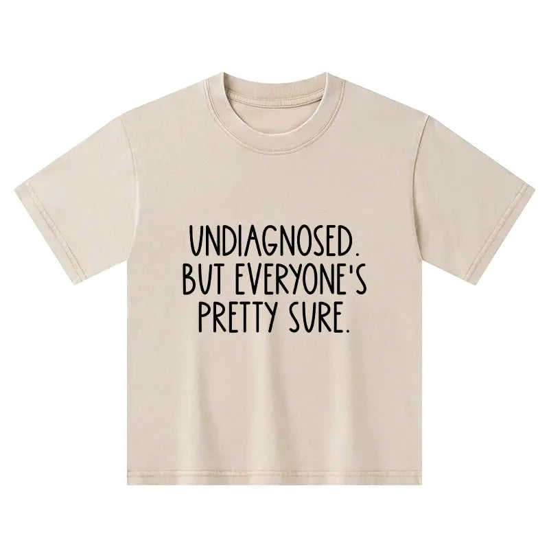 Kyoto-Lion Self-diagnosed Illness Funny Kids Washed T-Shirt
