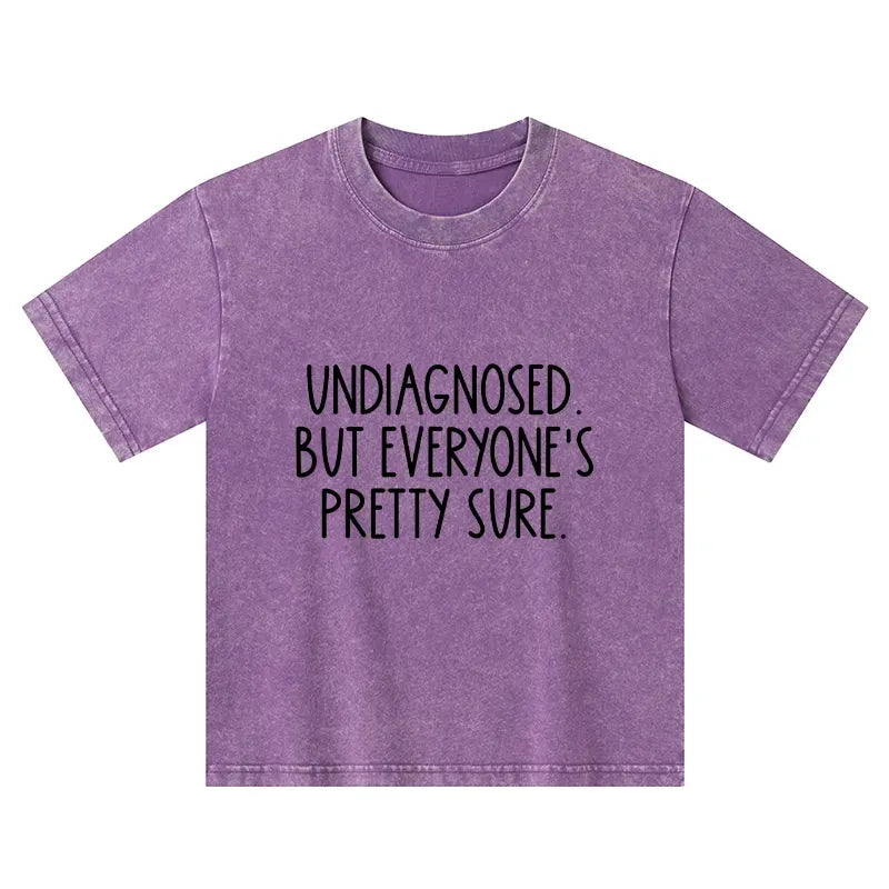 Kyoto-Lion Self-diagnosed Illness Funny Kids Washed T-Shirt