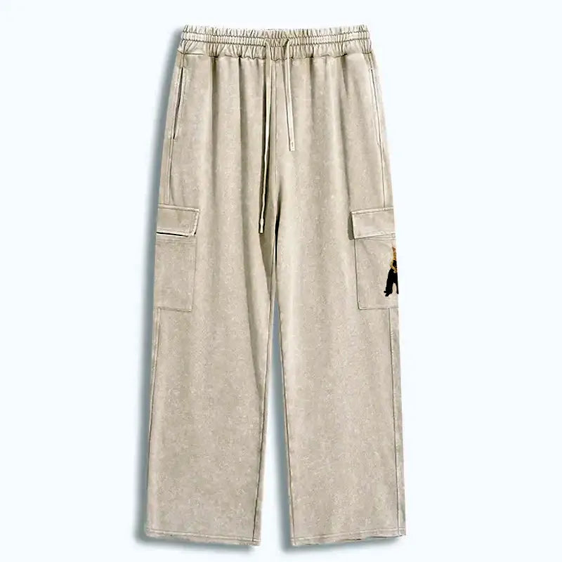 Kyoto-Lion Orange Cat¡¯s Tight Embrace Washed Utility Sweatpants