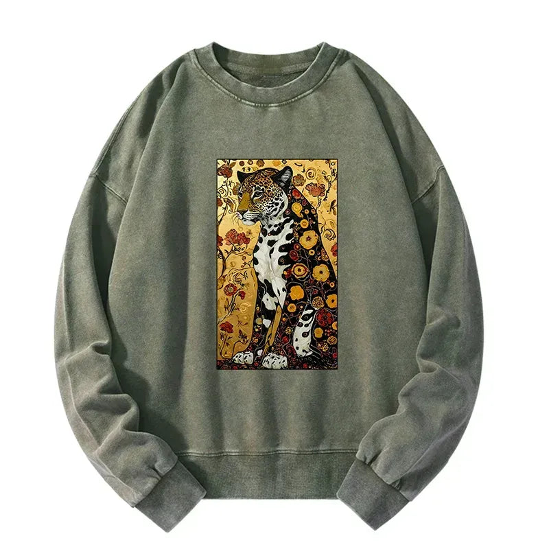 Kyoto-Lion Magnificent Leopard Washed Sweatshirt