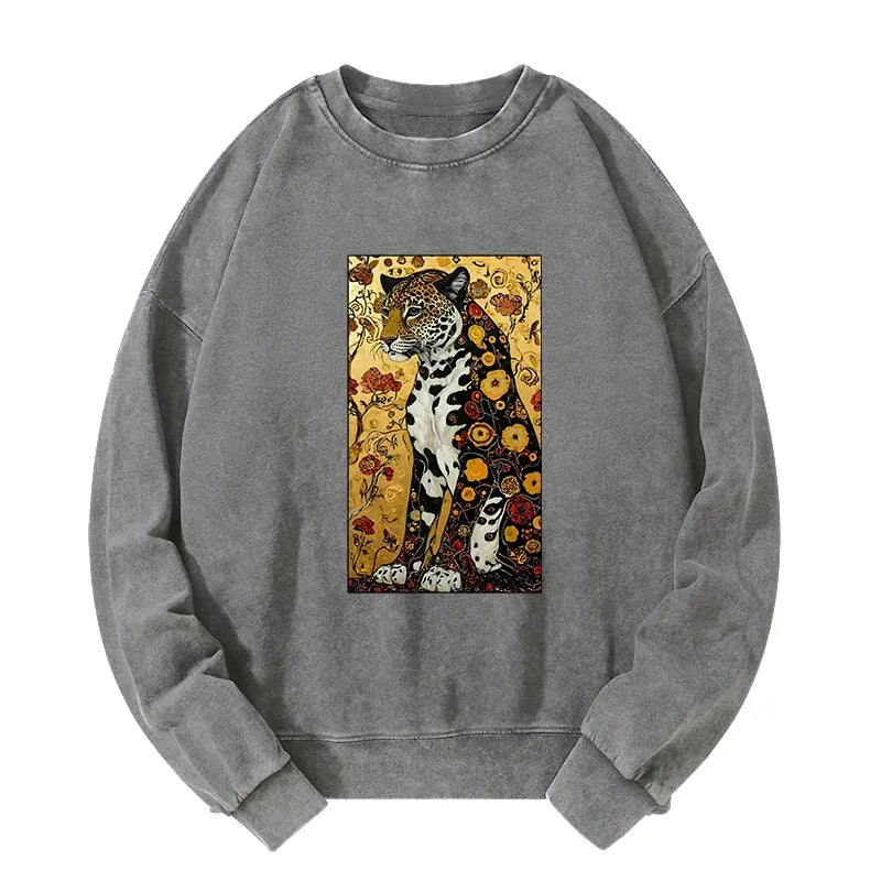 Kyoto-Lion Magnificent Leopard Washed Sweatshirt