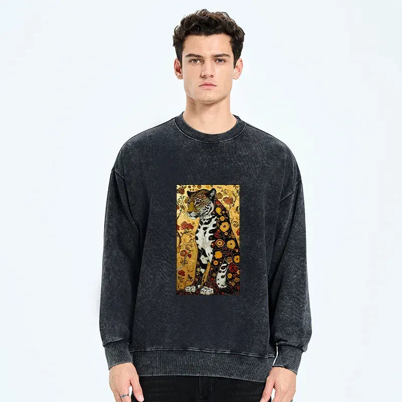 Kyoto-Lion Magnificent Leopard Washed Sweatshirt