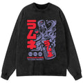 Japanese Ramune Print Washed Long Sleeve T-Shirt