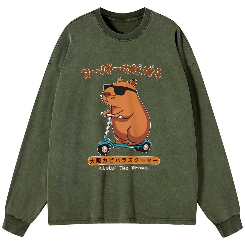 Washed Capybara Long Sleeve T-Shirt