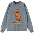 Kyoto-Lion Osaka Capybara Scooter Washed Long Sleeve T-Shirt