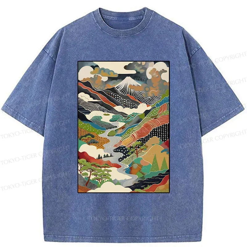 Japanese mountain scenery unisex tee