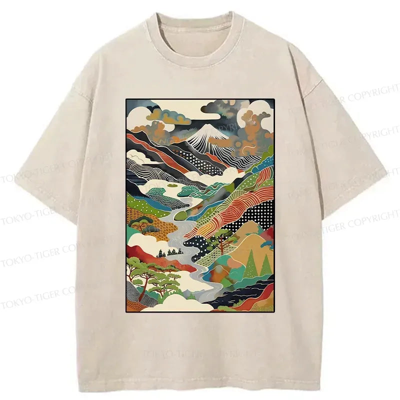 Japanese mountain scenery unisex tee