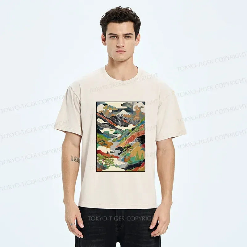 Japanese mountain scenery unisex tee
