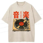 Retro Music Record Player Washed T-Shirt