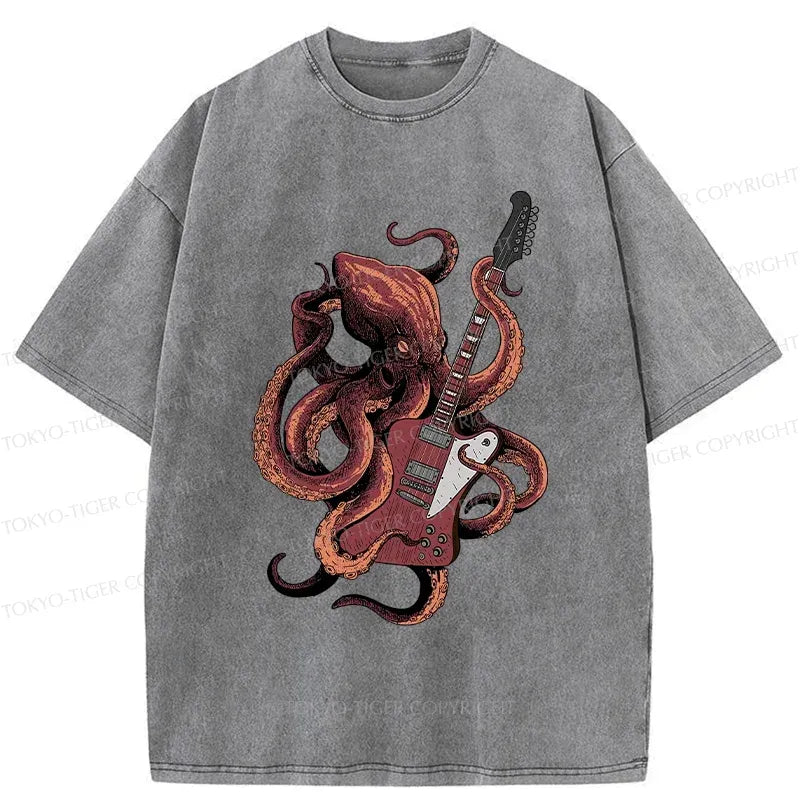 Ukiyo-e Octopus Guitar T-Shirt for Summer Limited Edition