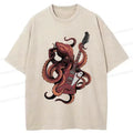 Japanese Vintage Octopus Playing Guitar Washed T-Shirt