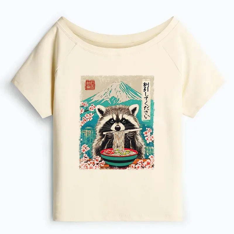 Japanese Kyoto Lion Raccoon T-Shirt for Women