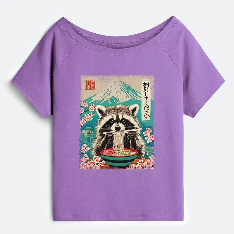 Japanese Kyoto Lion Raccoon T-Shirt for Women