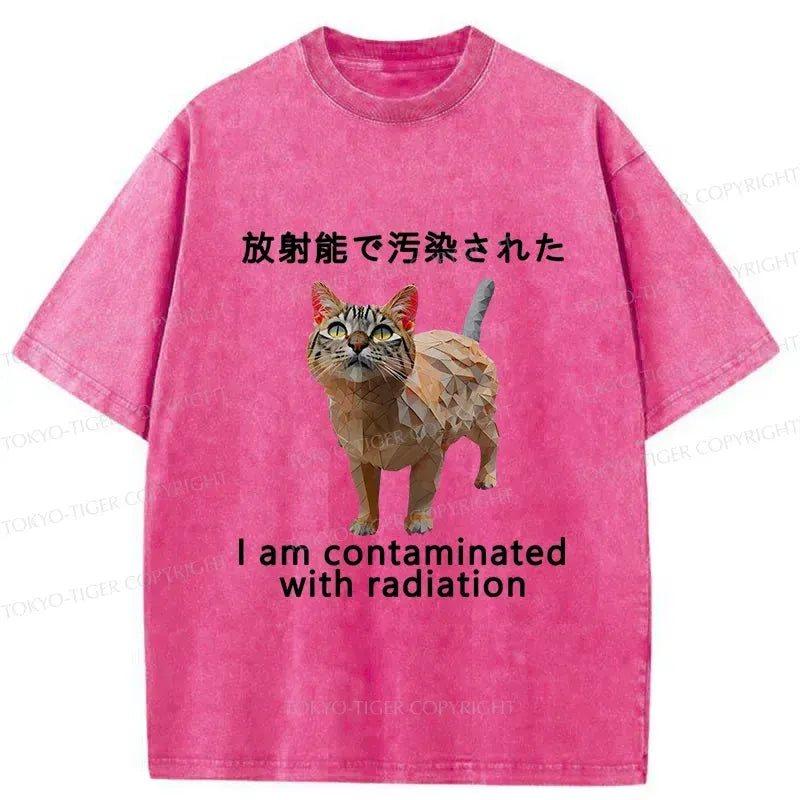 Kyoto-Lion Mutated Cat Funny Washed T-Shirt