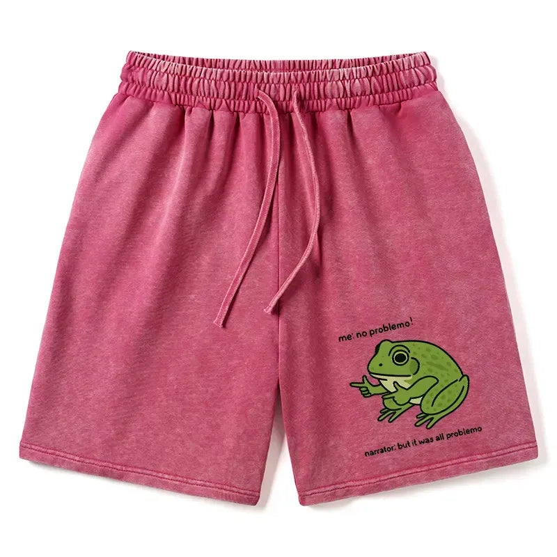 Kyoto-Lion Stupid Frog Meme Washed Shorts