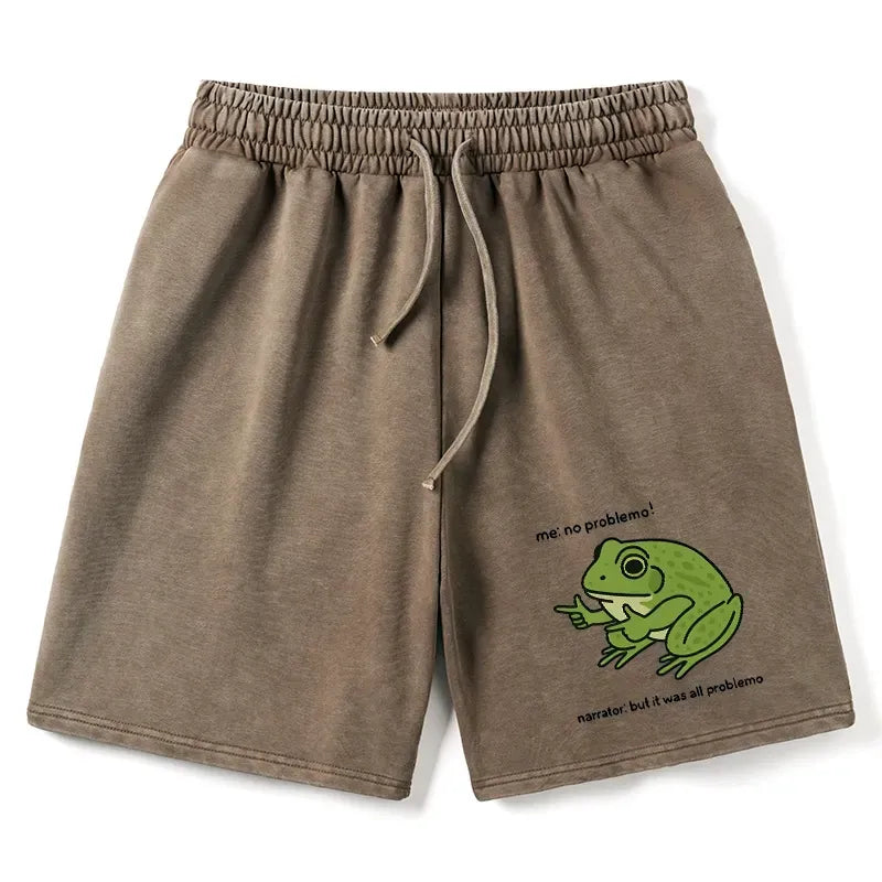 Kyoto-Lion Washed Shorts for Street Style