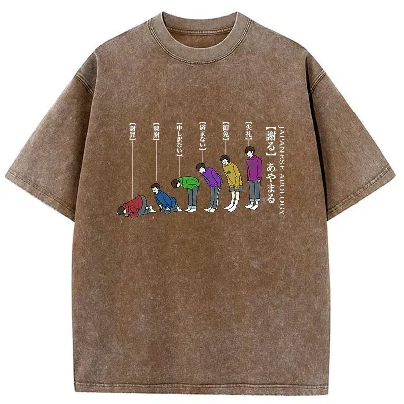 Washed Japanese T-Shirt for Daily Wear