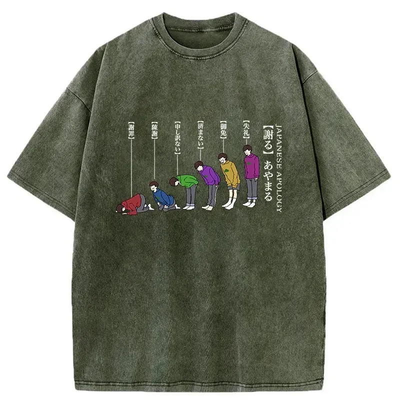 Washed Japanese T-Shirt for Daily Wear