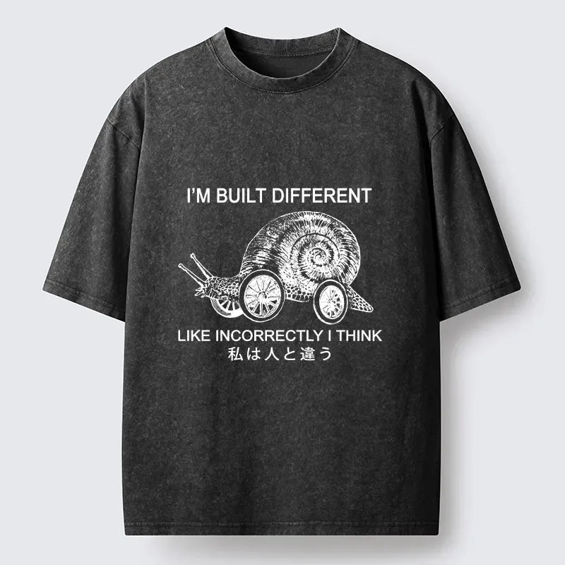 Washed streetwear snail t-shirt for men