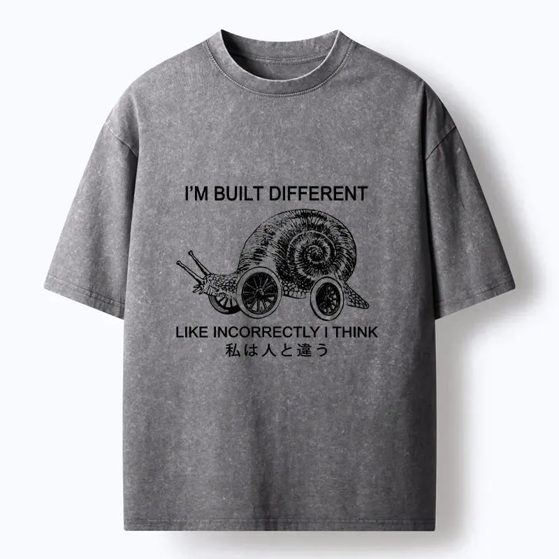 Washed streetwear snail t-shirt for men